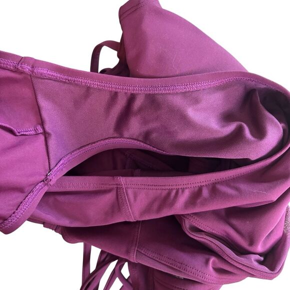 Bleu Rod Beattie V-Neck Mesh Strappy Cross-Back One Piece Purple Swimsuit Sz. 12 - Picture 11 of 12